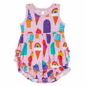 Little Sleepies Pink Rainbow Sprinkles Bubble Romper - 3T